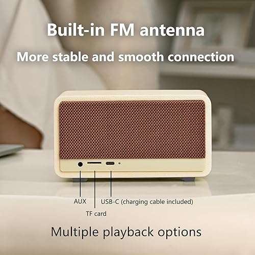 Miniatura 8 de Radio despertador, altavoces Bluetooth con reloj de escritorio, radio FM, carga inalámbrica y termómetros para el hogar