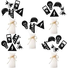 Cheereveal 24pcs Glitter Black Electrician Birthday Centerpieces Sticks
