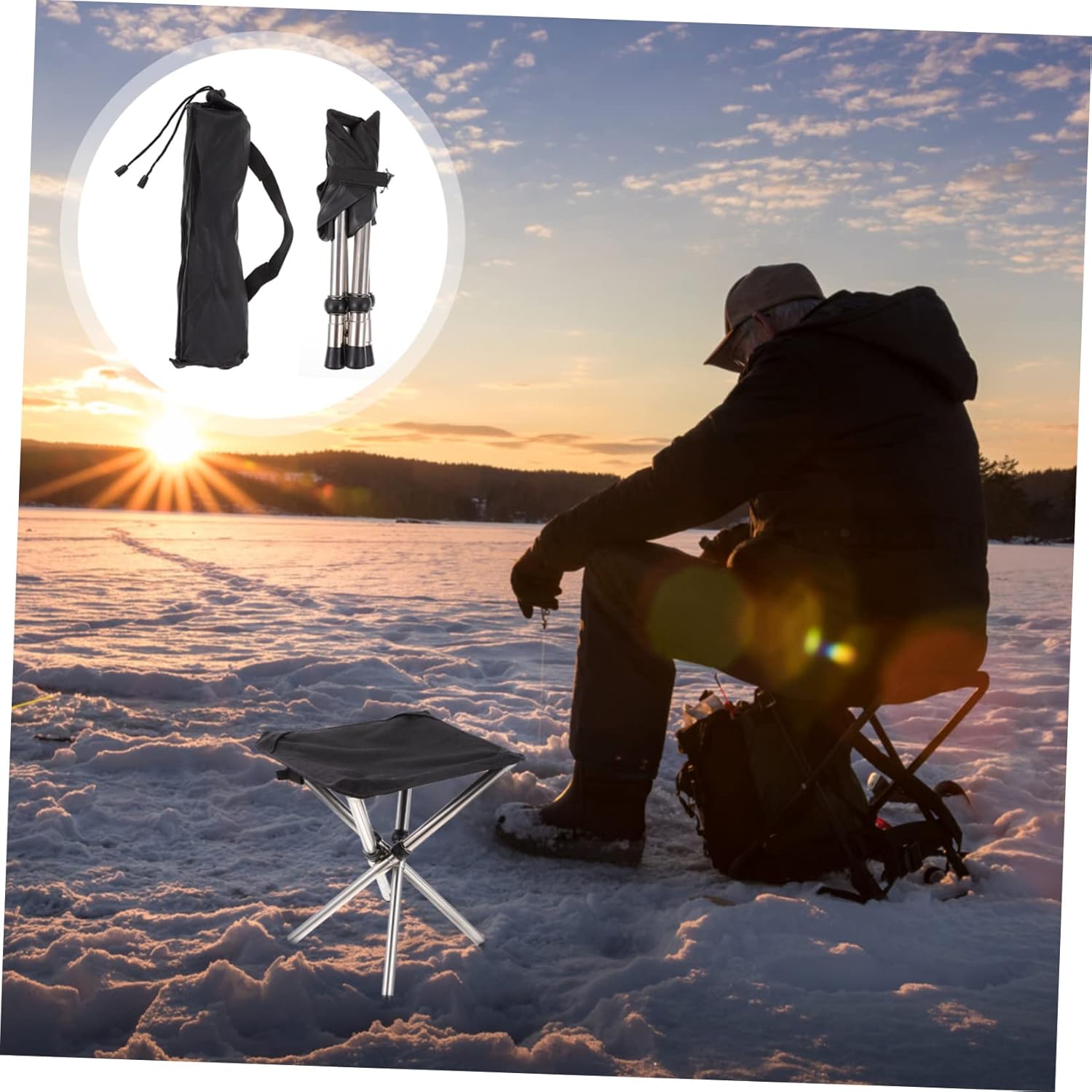 1pc Portable Folding Stool for Camping and Fishing Compact Outdoor Chair Construction for Beach Picnic and Hiking Activities