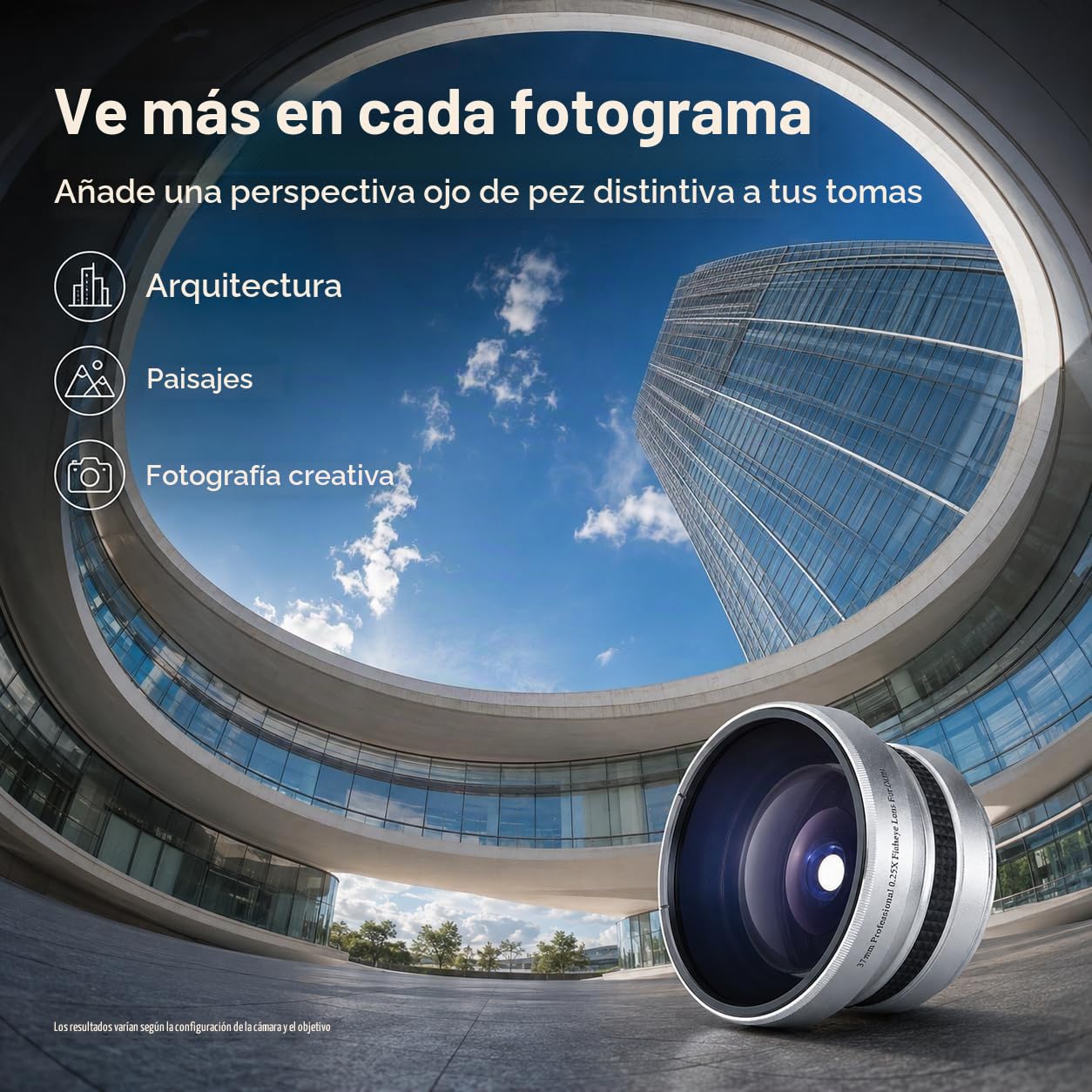 Plata Fuerte aplicabilidad 37mm fisheye 0.25X Super Fisheye Lente Adicional para Lentes de cámara de Calibre 37 mm Lente de fotografía de la cámara, es para Lente de cámara de 37 mm Estándar
