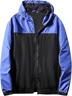 UnoSheng Softshell Jacket Men's Windproof Wind Jacket Men's Waterproof Breathable Lightweight Outdoor Jacket Splicing Colour Block Rain Jacket Casual Loose Transition Jacket Functional Jacket for