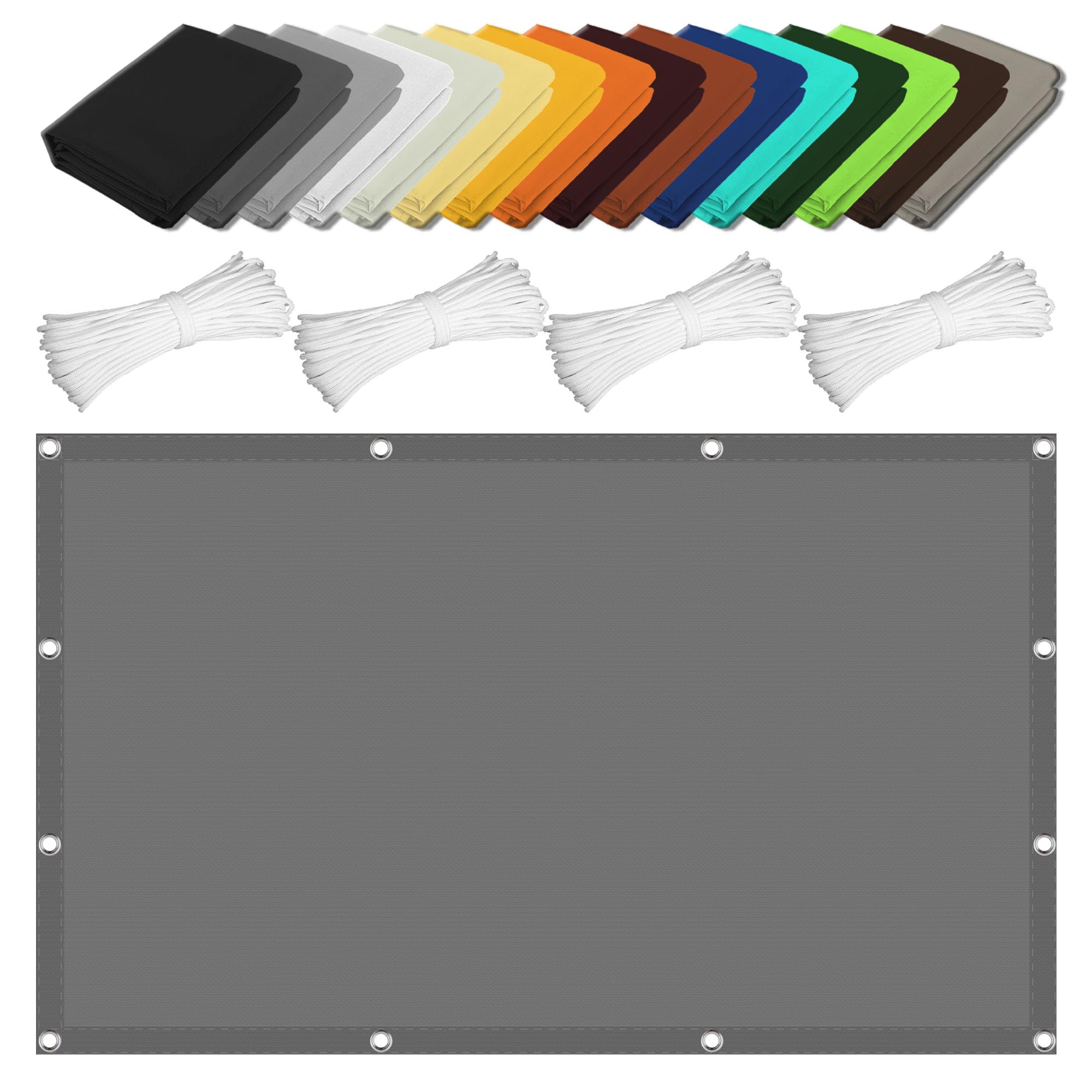 Protection des rayons UV avec le voile d'ombrage gris clair 6.5 x 7 m à œillets