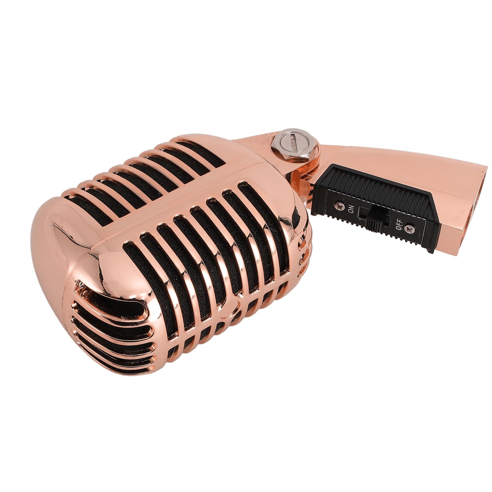 Micrófono Vocal Dinámico Retro Vintage para KTV, Micrófono Cardioide Clásico de Aleación de Zinc para Presentaciones en Escenario, Manual de 1 Pieza, Adecuado para Cantantes (Oro Rosa)