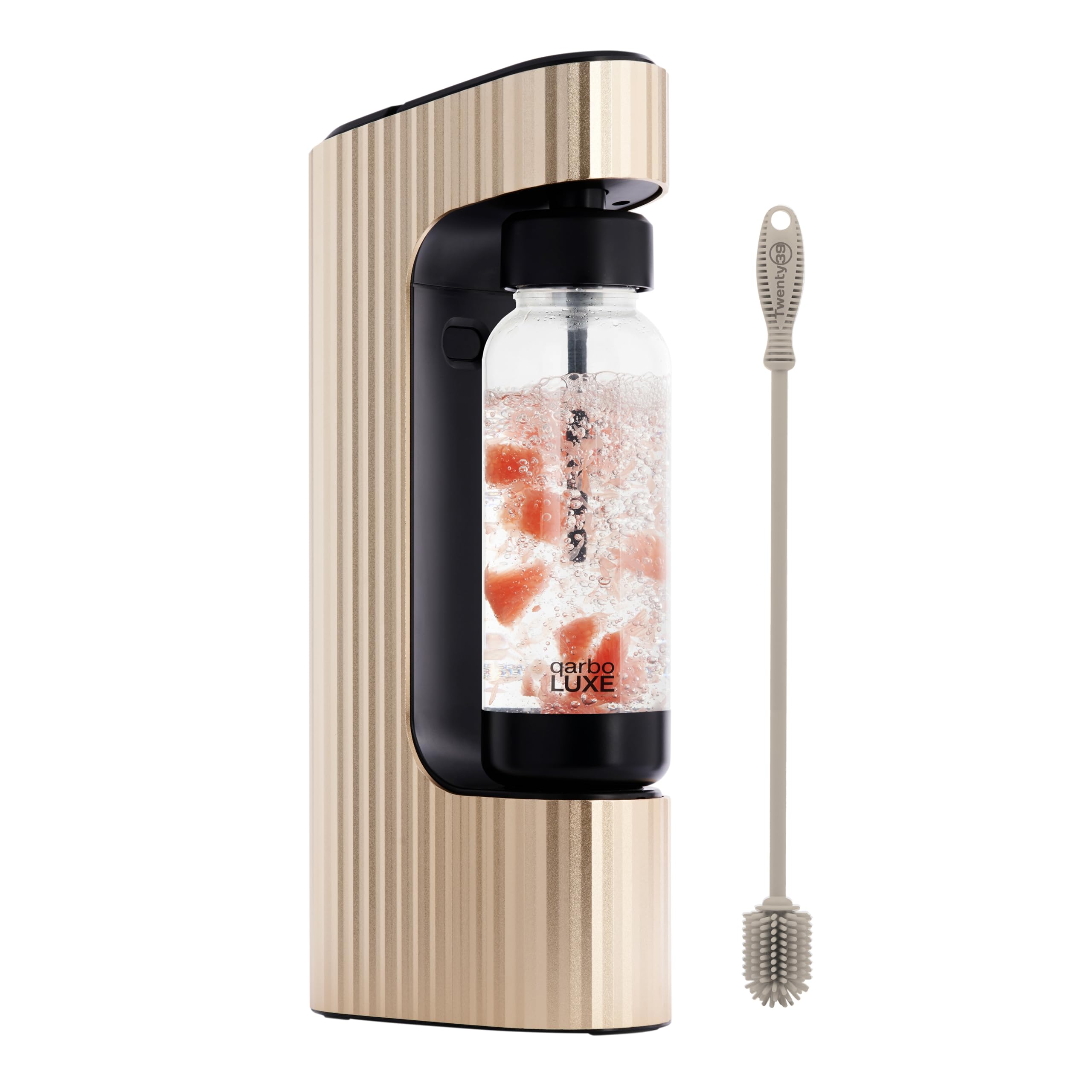 Twenty39 qarbo LUXE Machine à eau pétillante en métal de qualité supérieure – Gazéificateur de boissons gazeuses pour la maison, distributeur de boissons gazeuses et de seltz – Machine à gazéifier