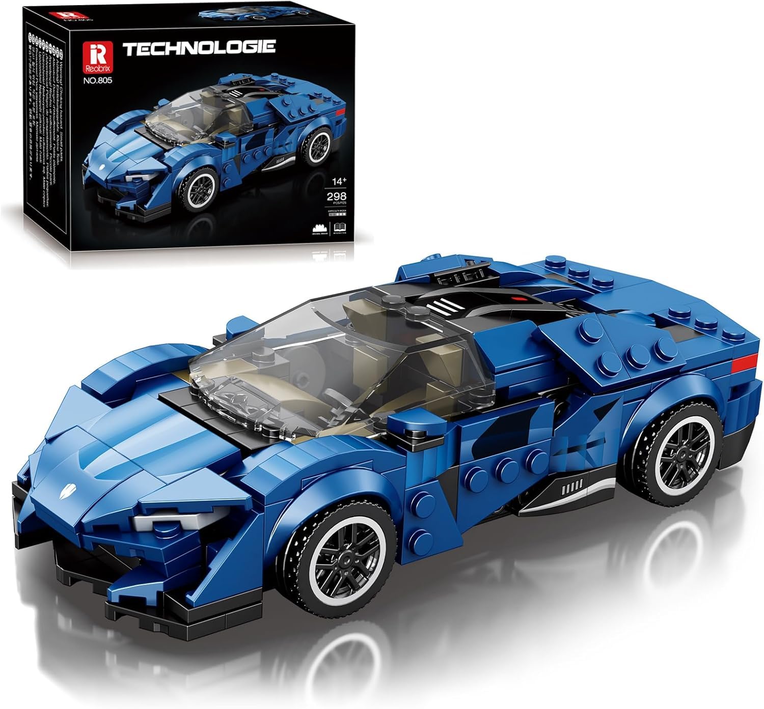 Reobrix 805 Koenigsegg AGERA Blue Building Blocks Set, 1:24 Scale