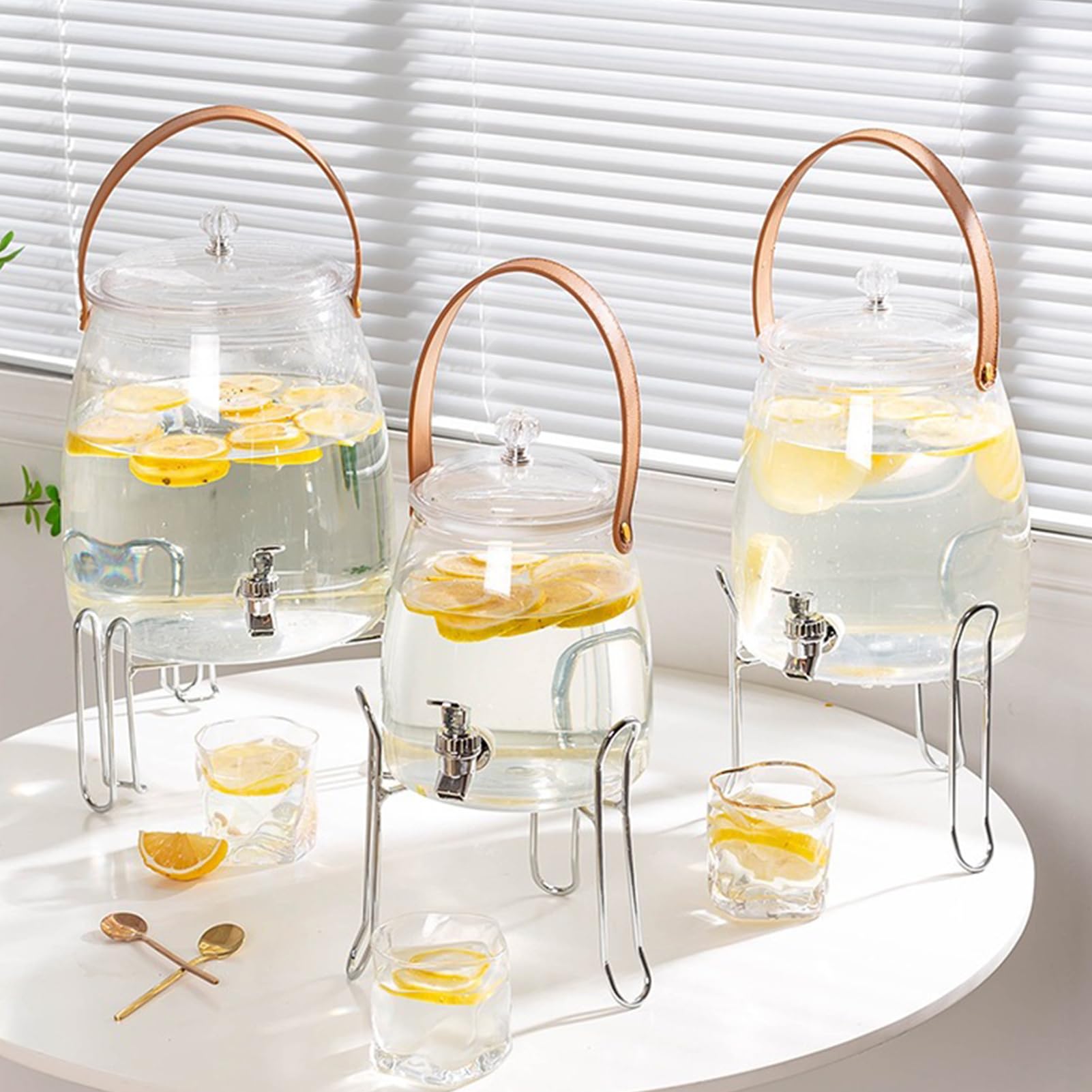 Distributeur de Boissons avec Robinet, 5 L Bonbonne de Jus de Fruits avec Robinet pour BBQ, Jarre Cocktail, Fêtes à la Piscine et Réunions de pendant les Vacances