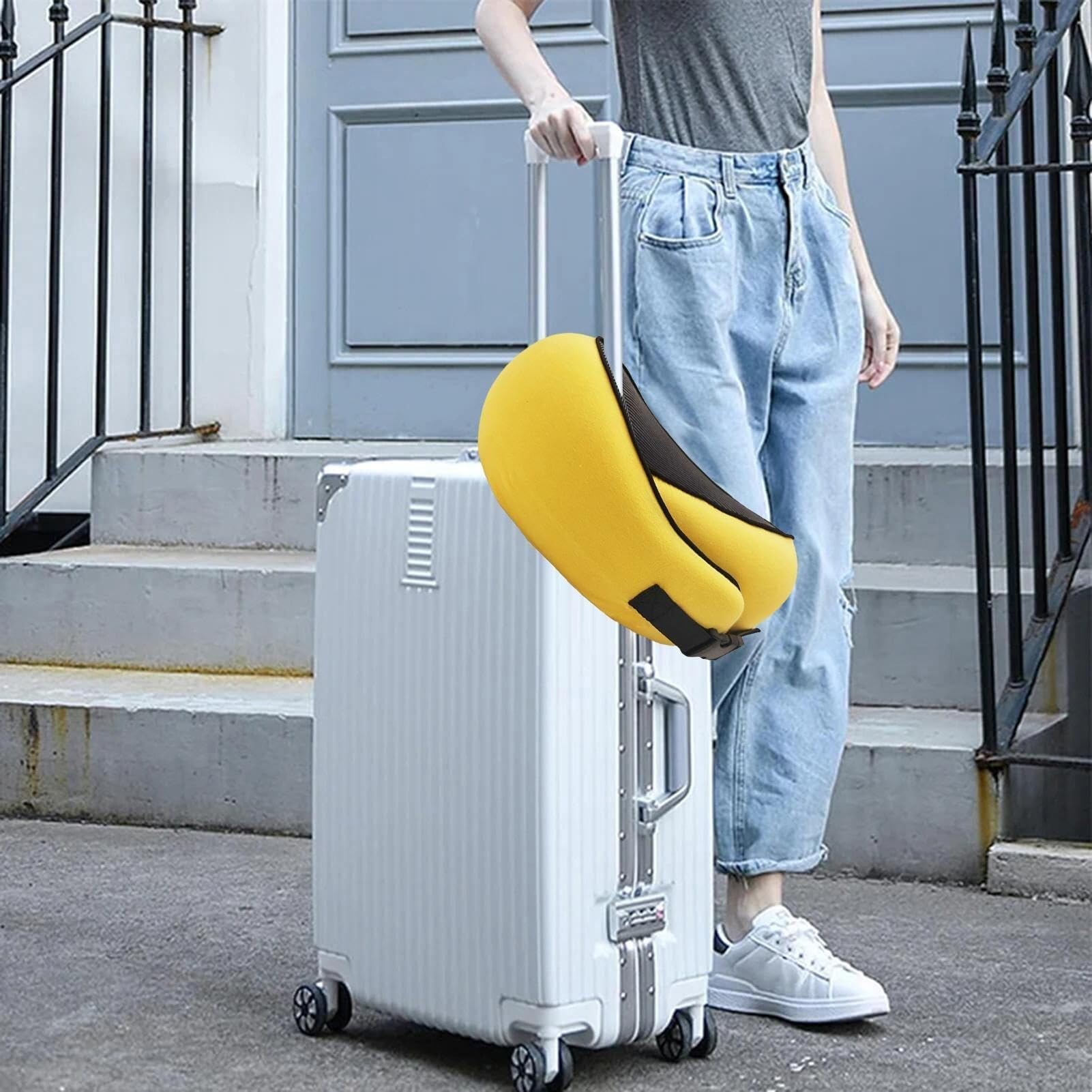 Poduszka Podróżna Do Samolotu Samochodu Poduszka Podróżna Z Pianki Memory Foam Regulowaną Klamrą I Torbą Do Przechowywania Na Szyję Samolotu(Grey)