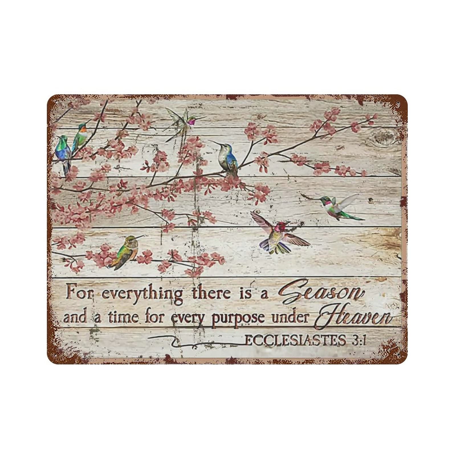 AOOEDM Hummingbird God Blessed Botanic Vintage Metal Sign Tin Sign for Home Bar Pub Kitchen Man Cave Tin Sign Wall Decor Poster Wall Plaque