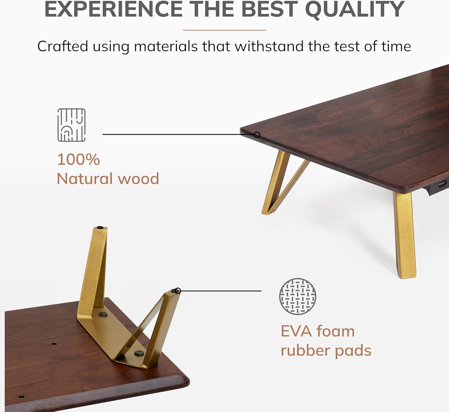 Anji Mountain Monitor Stand - Desktop Organizer & Laptop Riser, Ergonomic Monitor Riser, Space-Saving Monitor Stand for Desk, Durable Construction, Easy Assembly, Ideal for Home & Office,Walnut