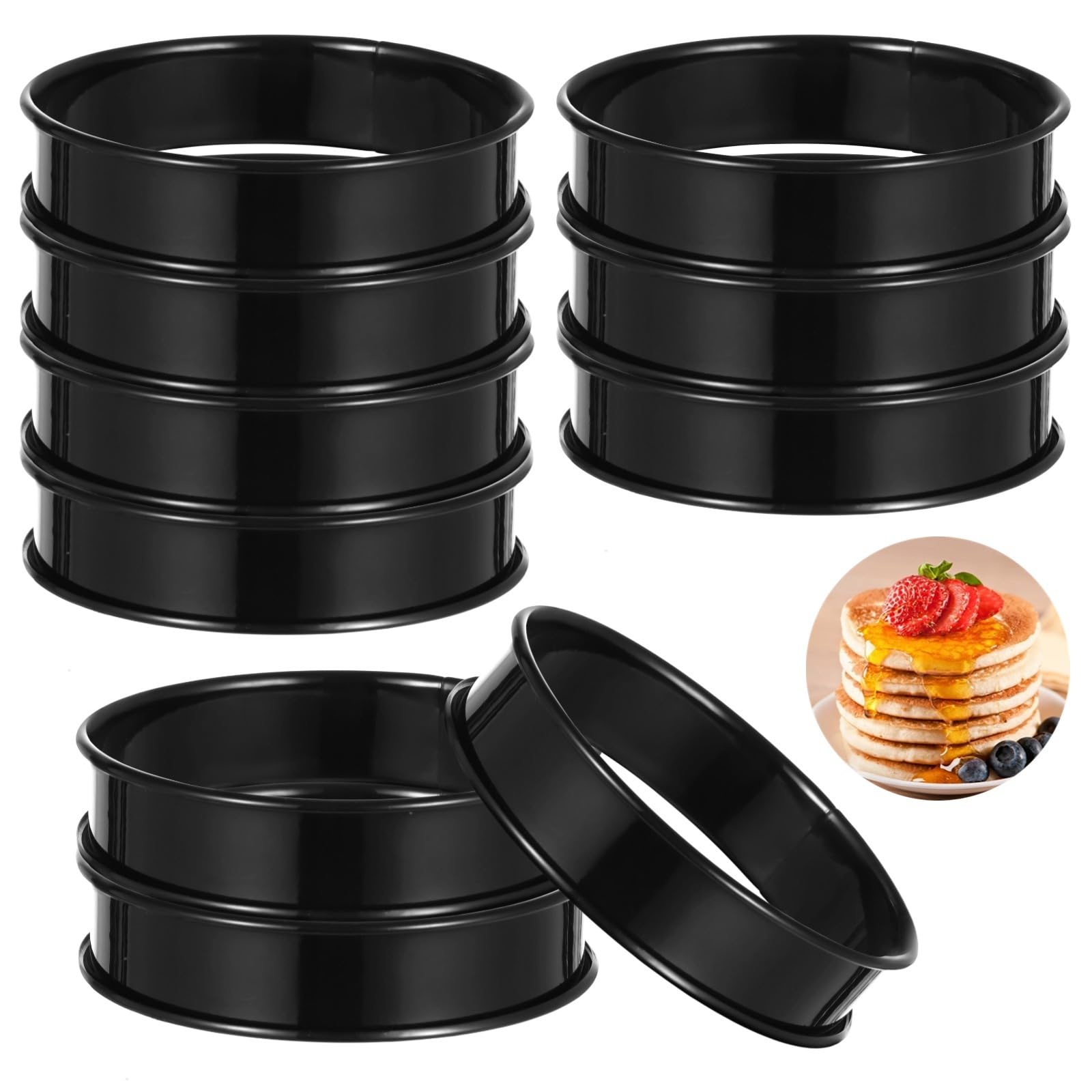 BOSREROY 10 STK. Muffinringe aus 304 Edelstahl, 4 Zoll Crumpet- und Tarteringe mit gerolltem Rand, für Kuchen, Muffins und Desserts, zum Backen und Kochen, ideal für DIY in der Küche