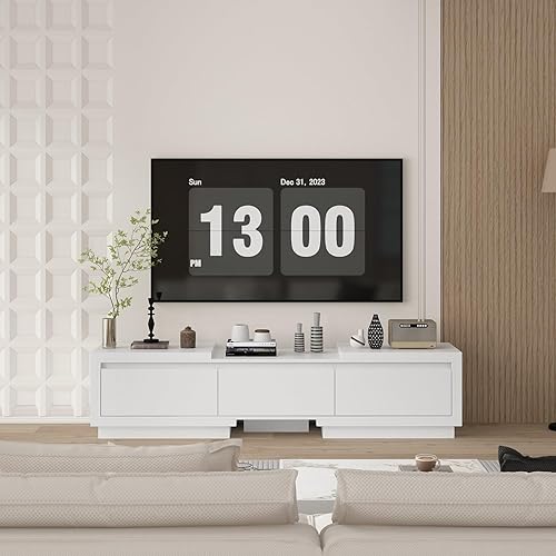 Miniatura 2 de FAMAPY Mesa Consola de TV Extensible Moderna Gabinete de TV con Cajones, Centro de Entretenimiento Contemporáneo Consola de Almacenamiento de Medios