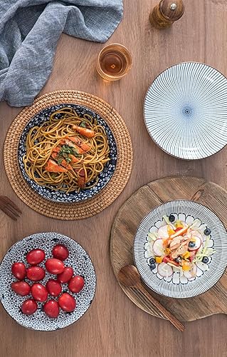 Miniatura 7 de Tazones para pasta de 22 onzas, ensaladera grande, juego de cuencos anchos y poco profundos para cocina, tazón de sopa, platos de pasta de cerámica,