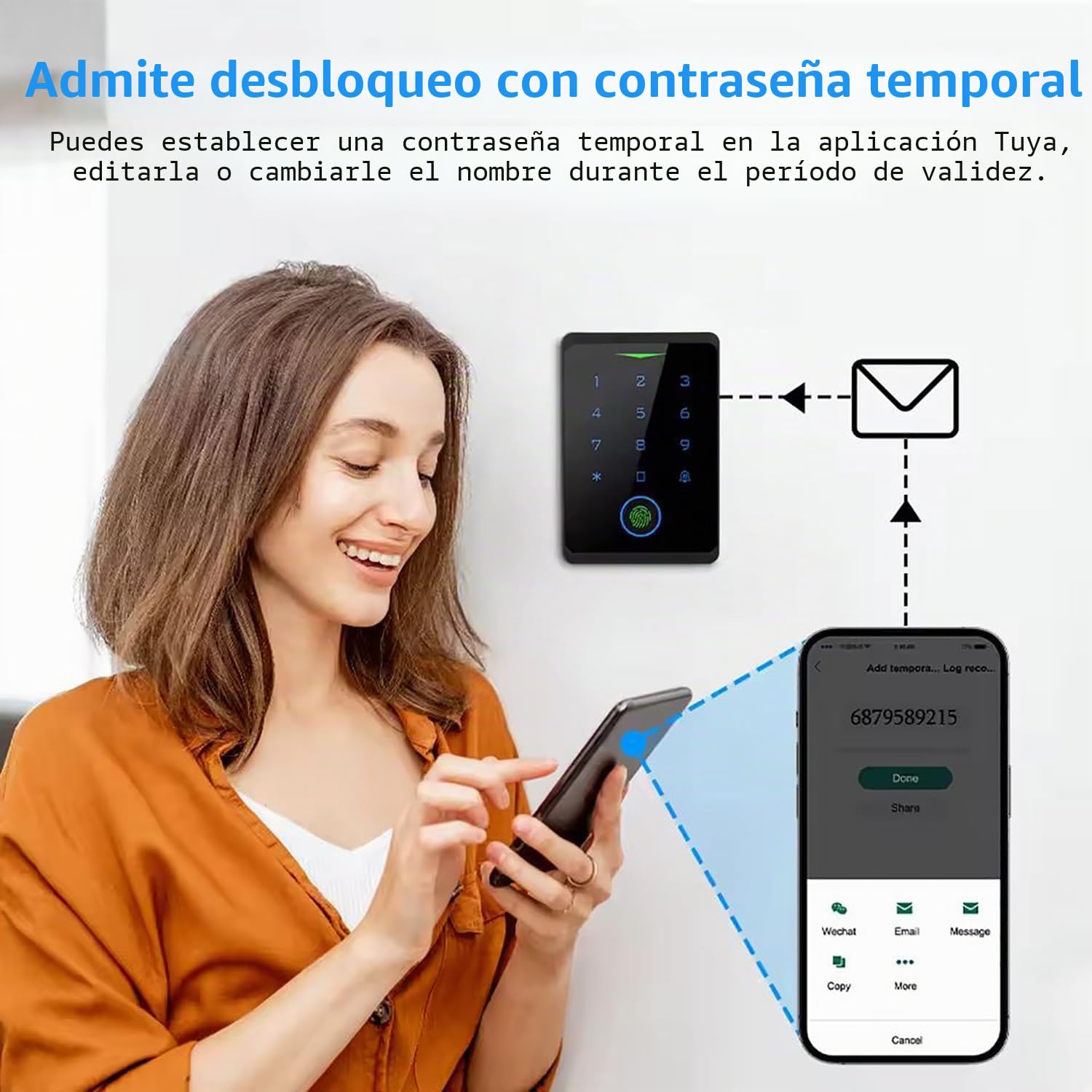 Kit de Sistema de Control de Acceso WiFi, Biométrico de Huellas Dactilares Sistema de Contraseña Táctil, Impermeable IP68, Desbloqueo Remoto Inteligente con 5 Llaveros RFID