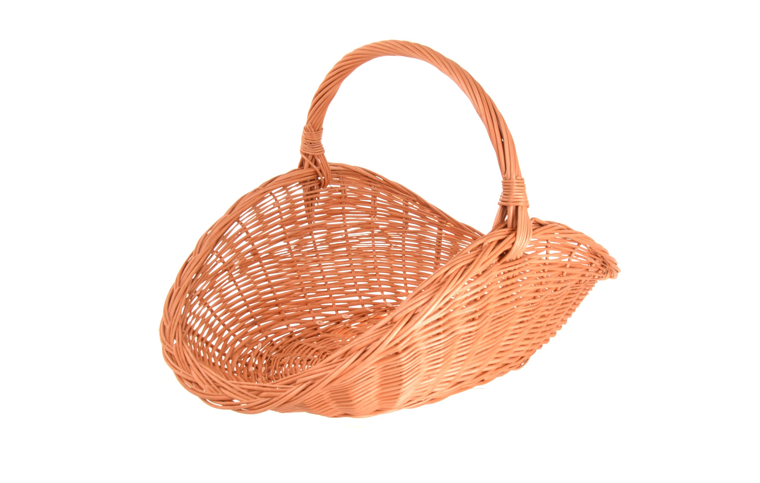 kosz na drewno kominkowe z wikliny 70 x 44 cm – ręcznie robione kosze drewniane i dekoracyjne z uchwytem – kosz na drewno kominkowe naturalny, kosz na opał – uniwersalny do drewna kominkowego