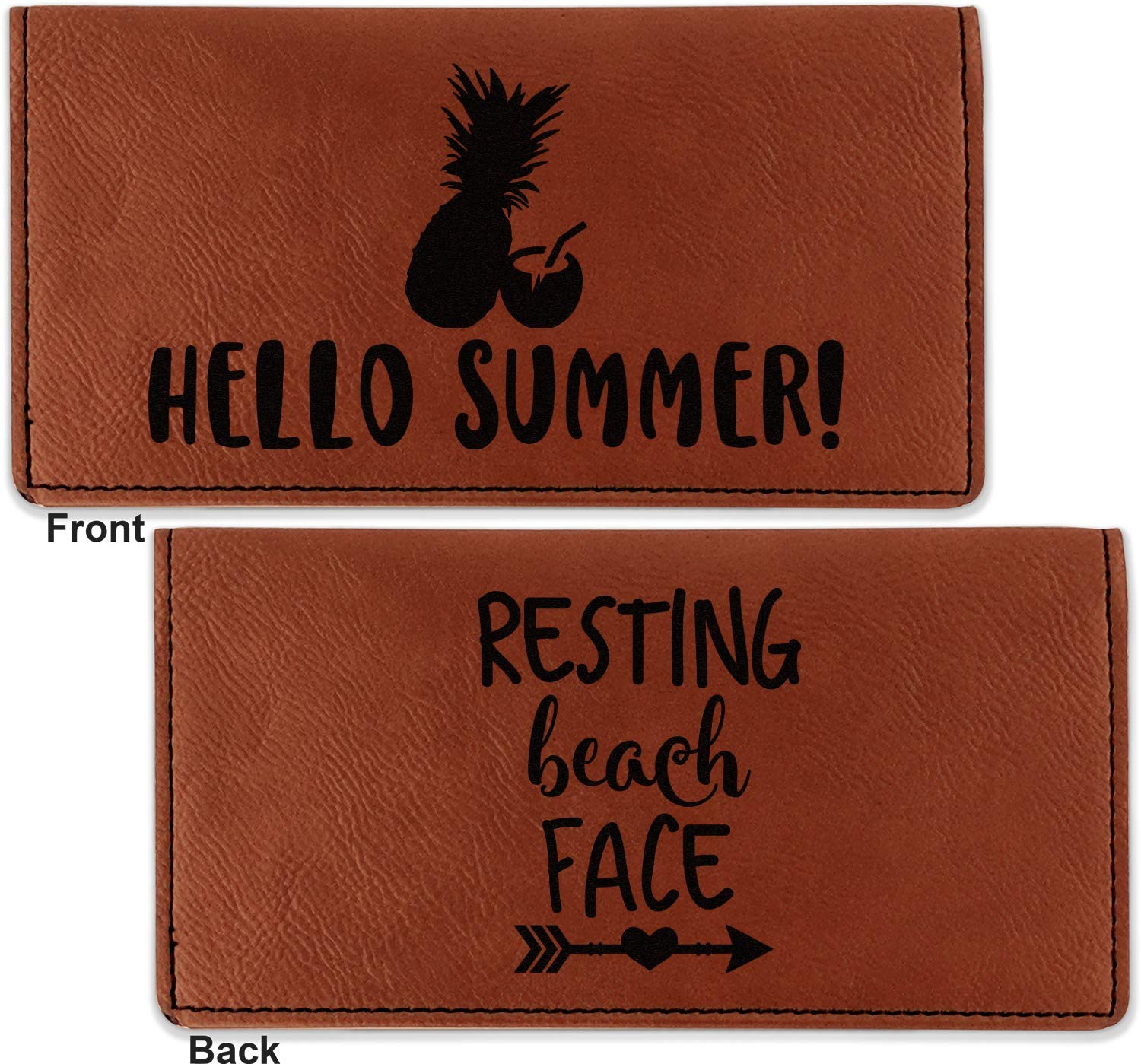 RNK Shops Personalized Pineapples and Coconuts Leatherette Checkbook Holder - Double Sided