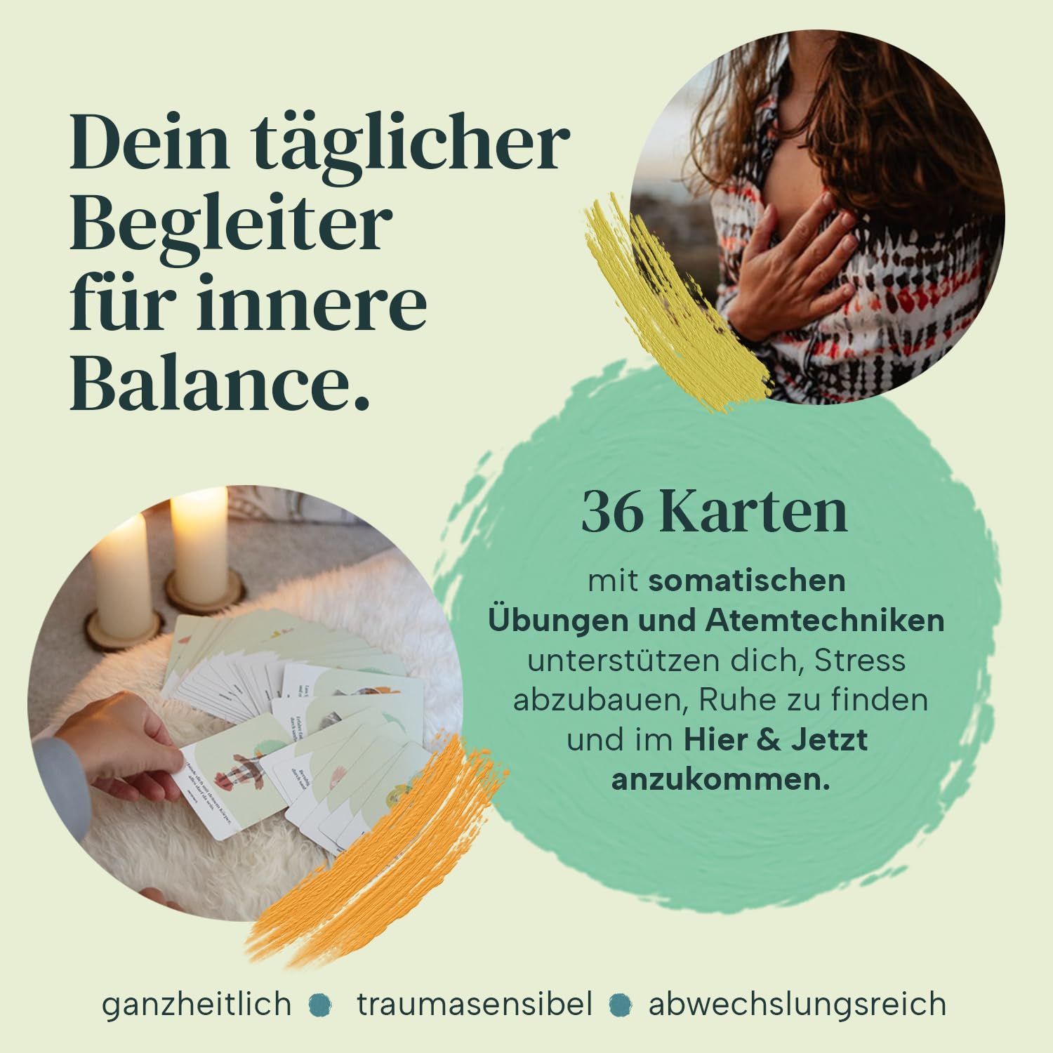 Achtsamkeitskarten Set – 36 Übungen für innere Ruhe, Entspannung & Achtsamkeit | Atemübungen, Körper, Nervensystemübungen & Breathwork