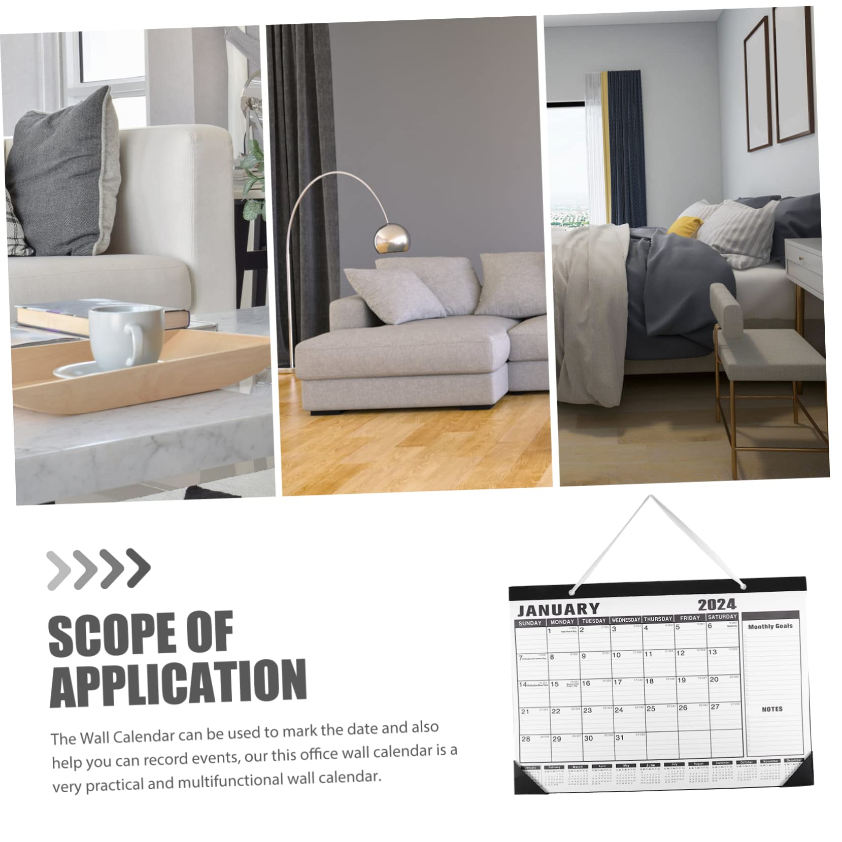 SHINEOFI 4pezzi Calendario Da Parete Inglese Con Scrittura Pianificazione Mensile Per Ufficio e Casa Design Casual e Resistente Calendario Festivo Per Organizzazione Giornaliera