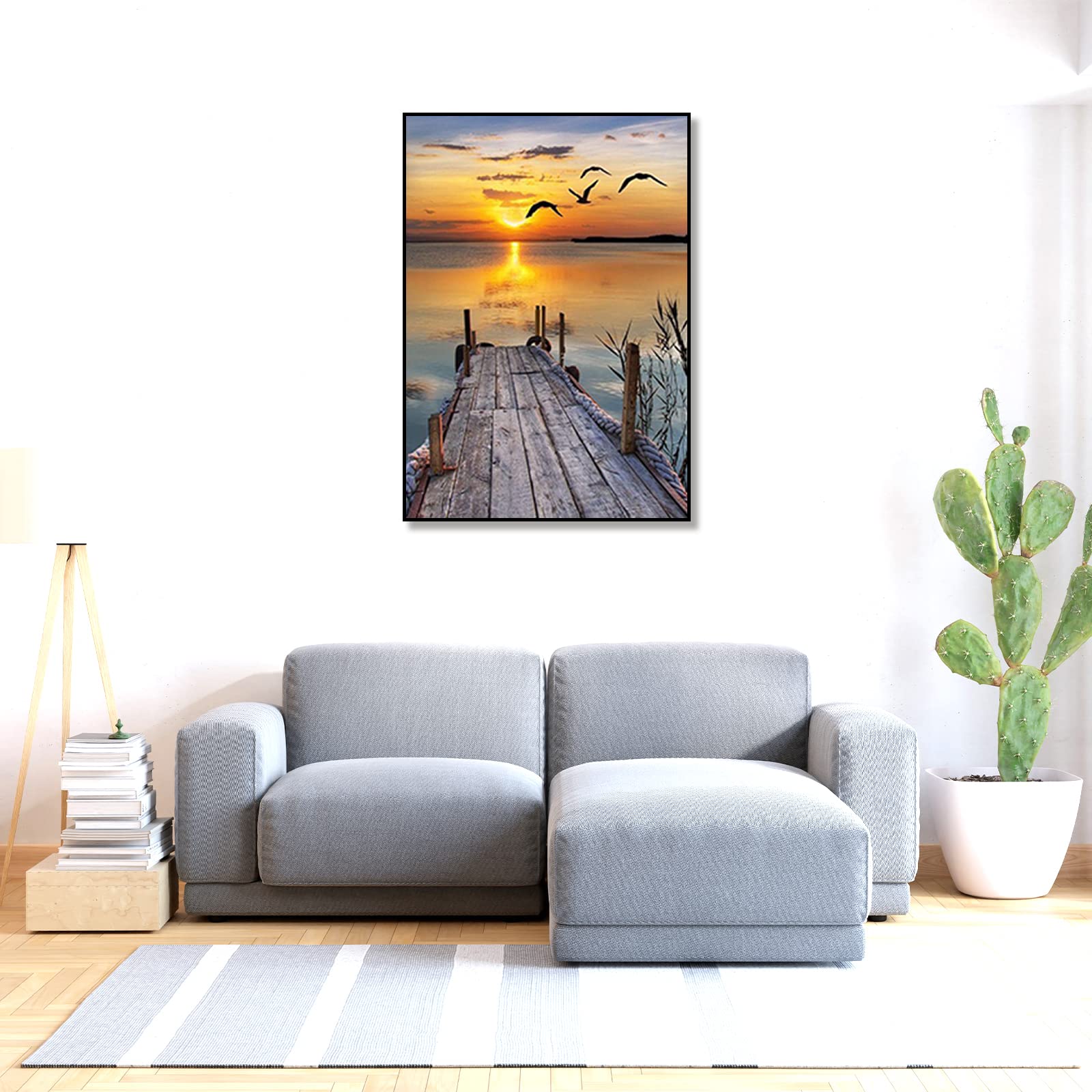 Quadro Con Strass SHEGZHUC 40x50 Cm – Paesaggio Notturno Con Luna E Spiaggia, Diamond Painting 5D, Kit Completo Con Diamanti Rotondi