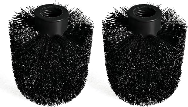 Toilet Brush Replacement Head Cleaning Tool 2 Pack, Toilet Bowl Brush Head Replacement with Durable Stiff Bristles for Home Hotel Bathroom Black