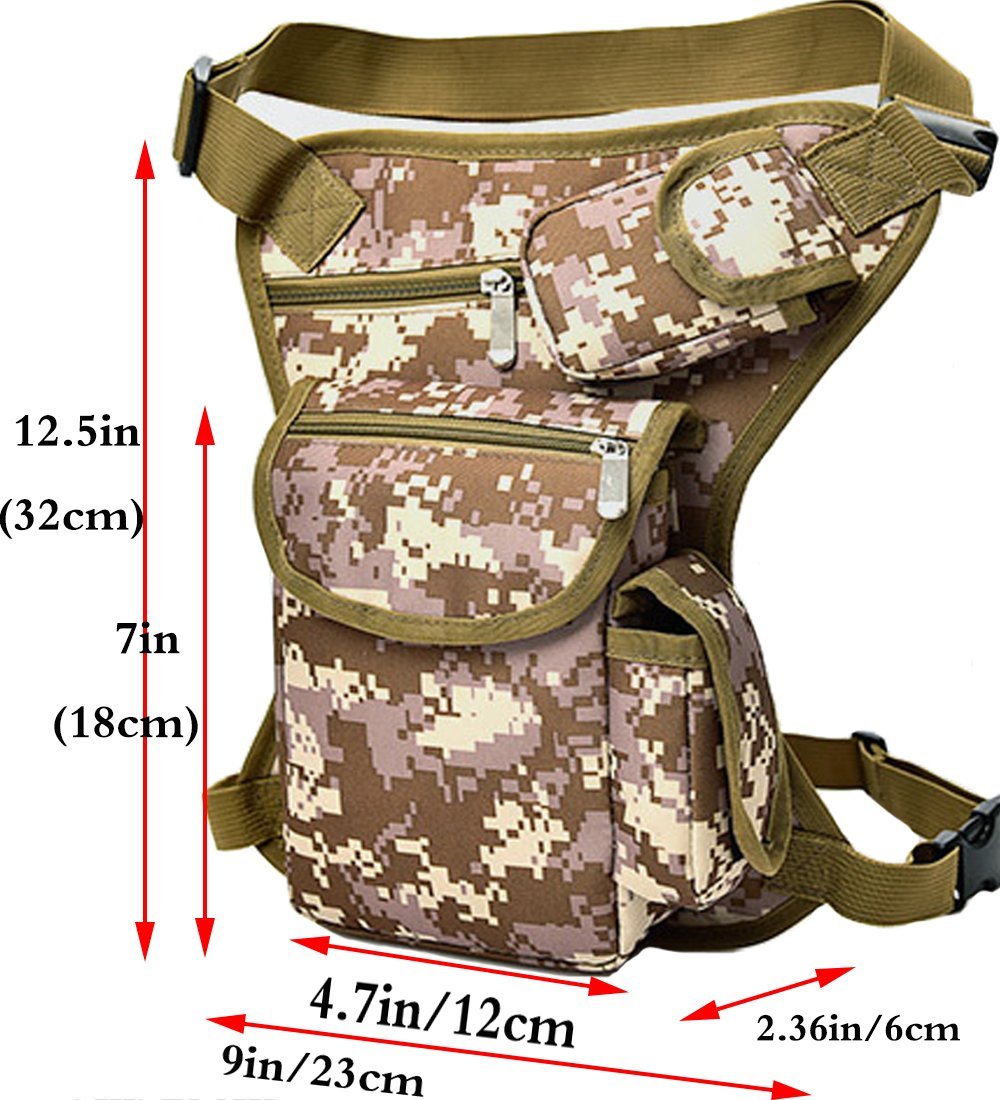 Rullar Canvas Hiking Waist Fanny Pack Tactical Drop Leg Bag Purse Running Waist Belt Hip Bag Outdoors Motorcycle Bike Cycling Pouch Shoulder Bag Camouflage - Image 2