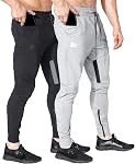 BROKIG Pantalon de gymnastique, coupe cassale Slim fit Tapered Workout Training Sweatpants avec poche zippée