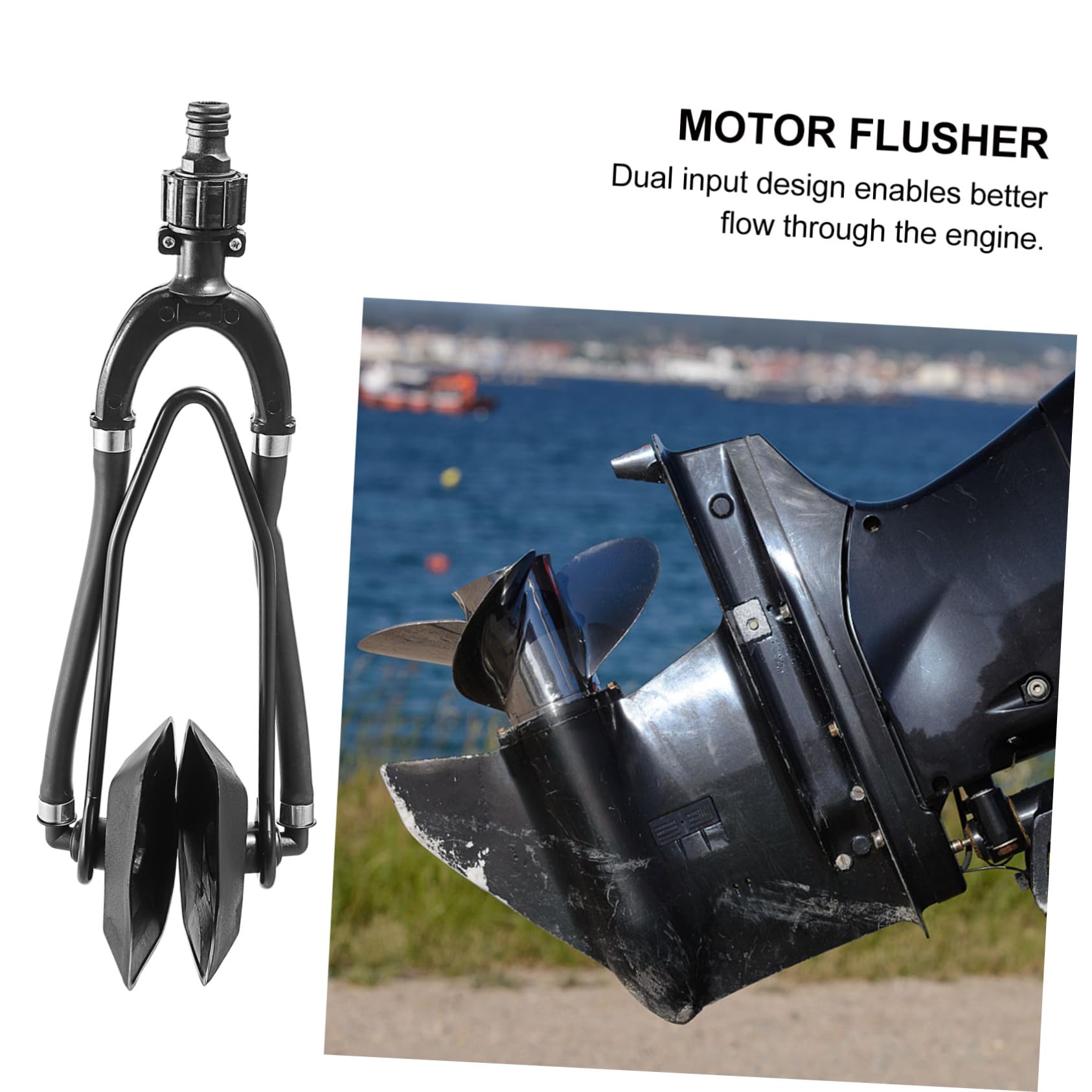GALPADA Kit per La Pulizia del Motore Doppio Ingresso, Lavaggio Motore per Barche, Dispositivo Rettangolare Compatibile Tubi da Giardino Standard, Adatto a Motori Esterni e Entrofuoribordo