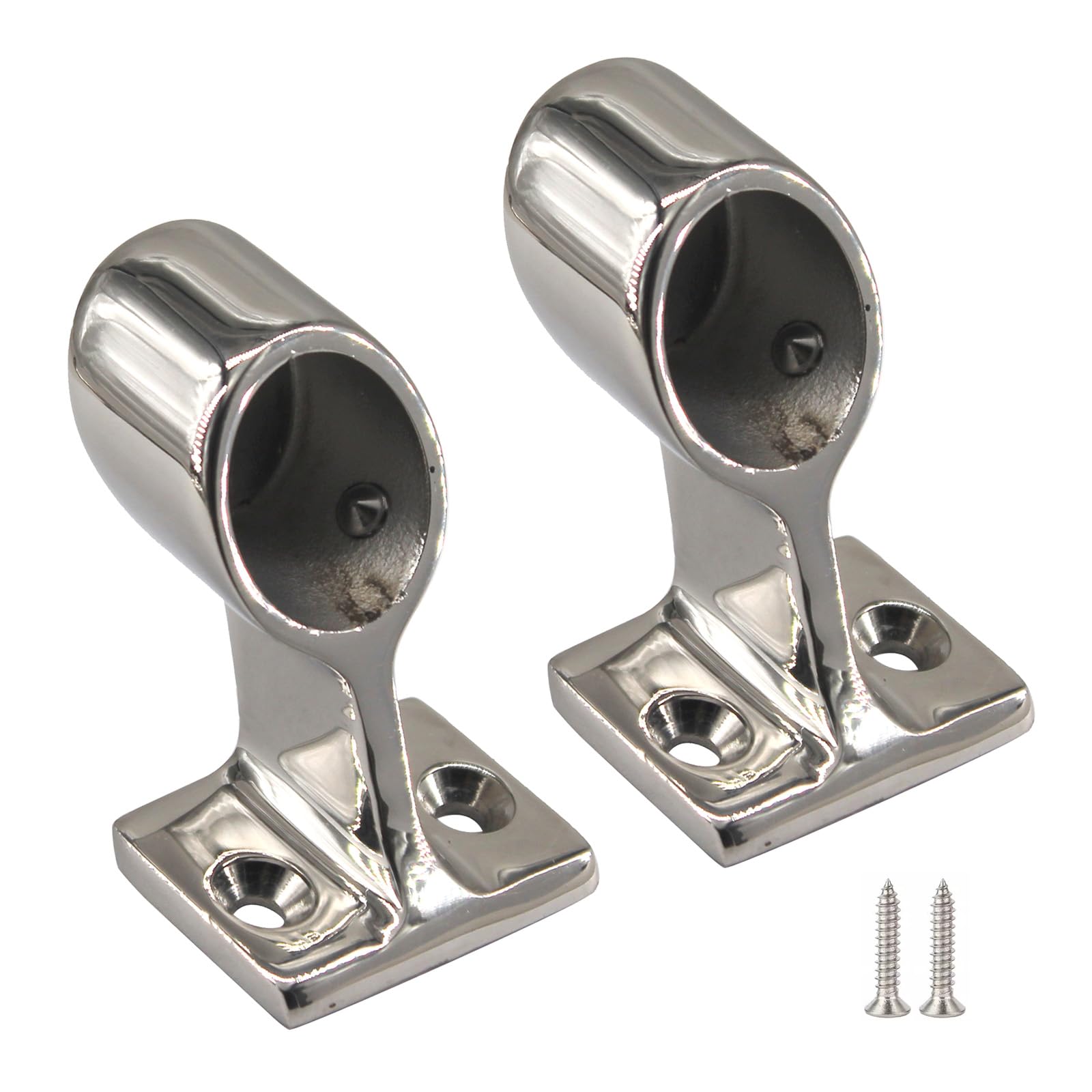 7/8" Boat Hand Rail Fittings Tube Stanchion 60 Degree 316 Stainless Steel Marine Grade Front Bracket for Yacht Boat (2 Pieces With Screws)