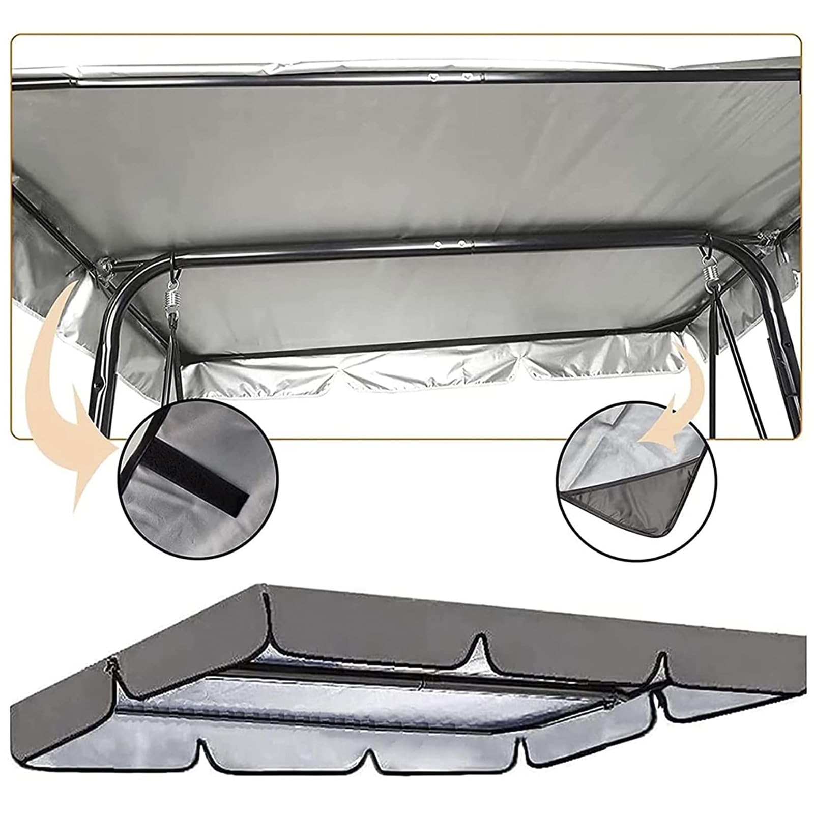 Toit de Rechange pour Balancelle 3 Places,Imperméable Protection UV Housse de Rechange Toit de Balançoire,Preuve de Pluie Couverture Auvent pour Battants,Bleu,249X185CM/98x73IN