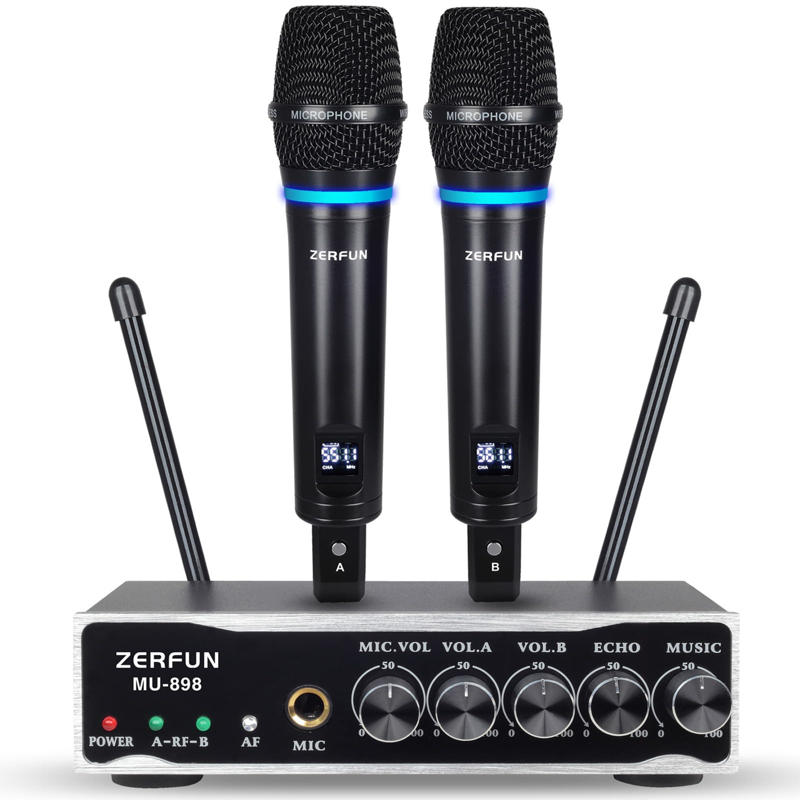 2 Channel Rechargeable Wireless Microphone System (MU-898)
