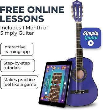 Music Alley MA-52 30 Inch Junior Classical Guitar for Kids, Blue