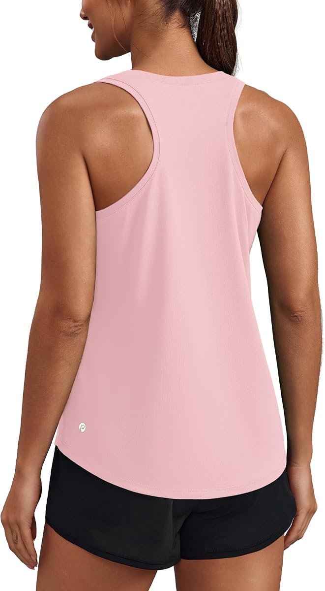 PINSPARK Camisetas sin mangas suaves con espalda cruzada para mujer UPF 50+ camisetas de entrenamiento de secado rápido | Absorbe la humedad, ligero, elástico en 4 direcciones, ajuste holgado, tanque muscular para ejercicio atlético para sprots, tenis, senderismo, Pickleball