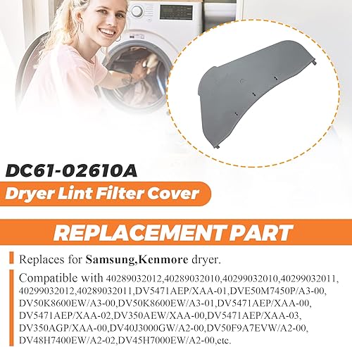 Miniatura 6 de Beaquicy - Funda para filtro de pelusa para secadora DC61-02610A - Reemplazo para secadora Samsung