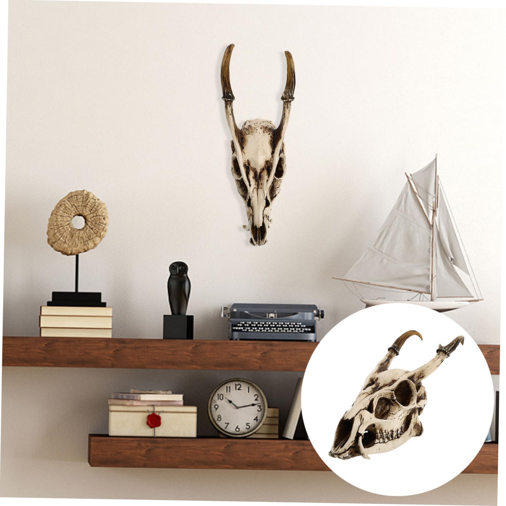 Amazon.co.jp: Housoutil 1個 ヤギの頭蓋骨の飾り skeleton 枝角の