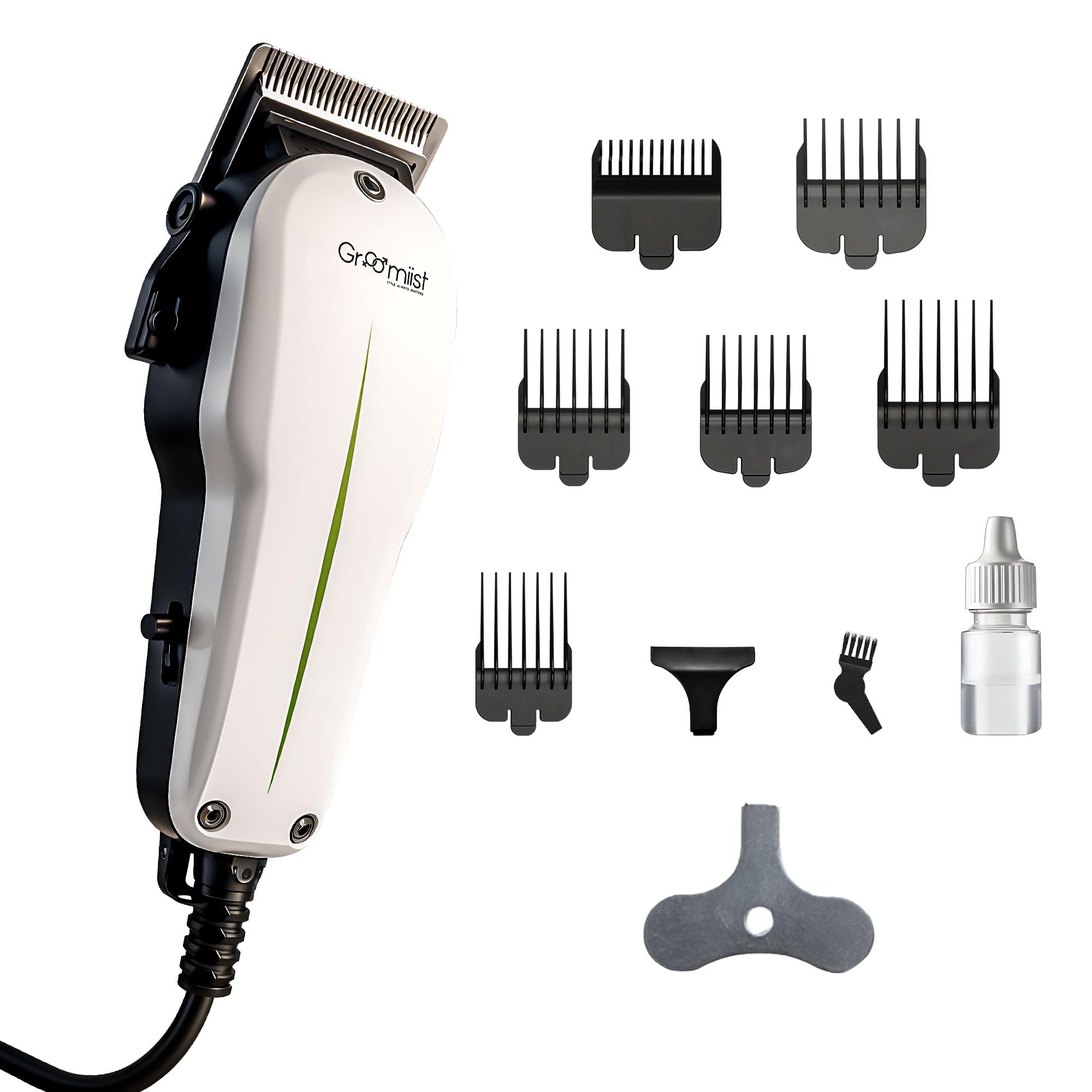 Professional Barber & Home Use Taper Hair Clipper Shaving Trimmer for Man | Beard Trimming Machines & Smooth Clean Cutting Shaver for Men | 3M Corded Power, 6 Premium Attachment Combs