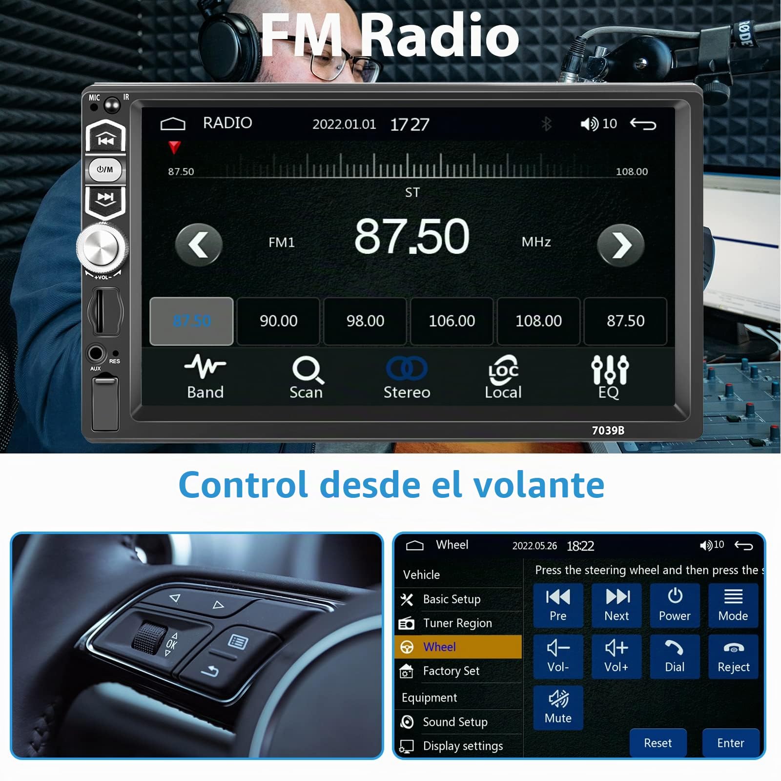 Radio Coche 1 DIN 7 Pulgadas Pantalla Táctil con CarPlay Android Auto Mirror Link, Hodozzy Pantalla 1 DIN Bluetooth 5.1, Reproductor MP5 Coche Estéreo 1 DIN USB/TF/Aux, Radio FM, EQ, Cámara | Hodozzy Pantalla 1 Din Bluetooth 5.1, Reproductor MP5 Coche Est