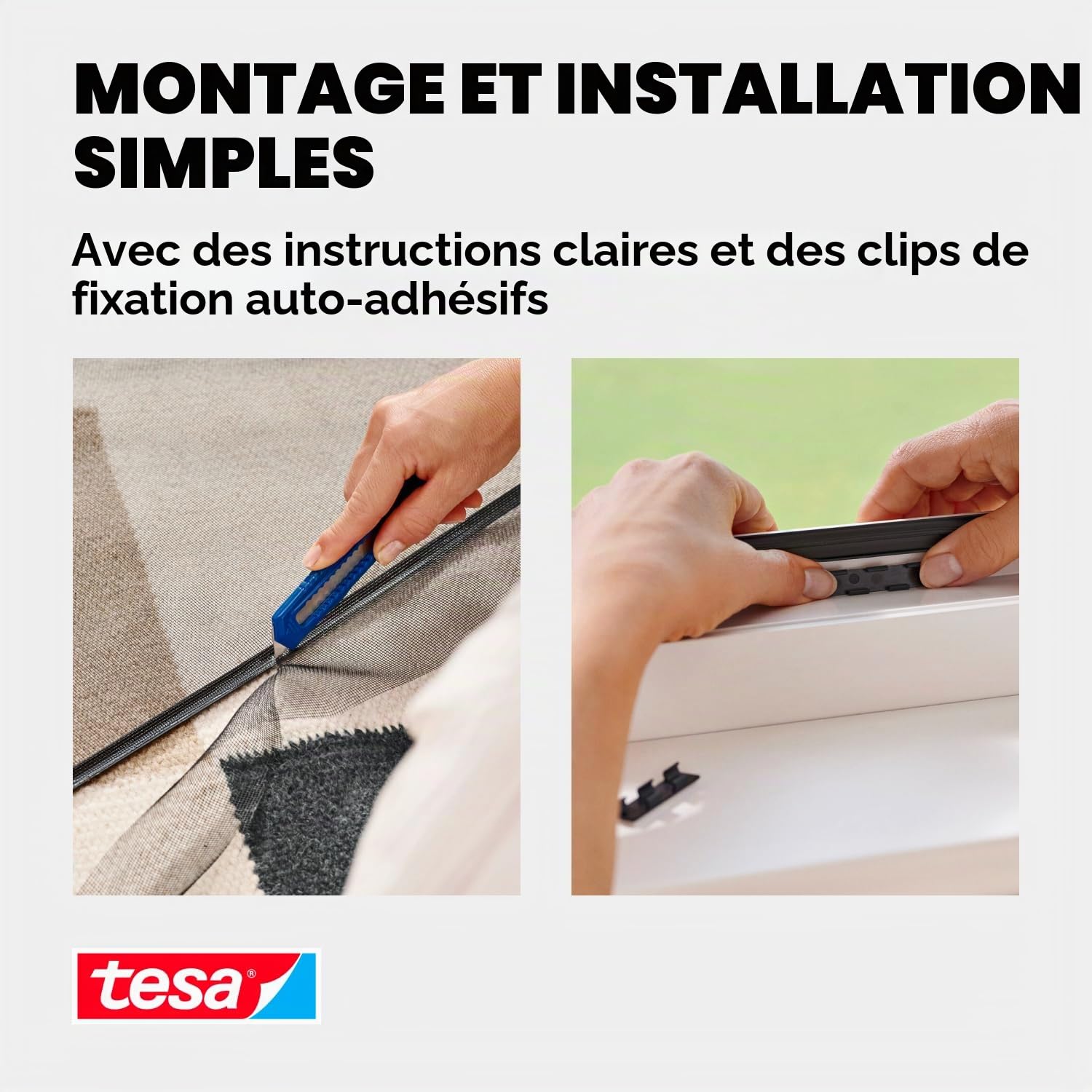 tesa Insect Stop Moustiquaire à Clipser - 1,0 x 1,2 m - Anthracite