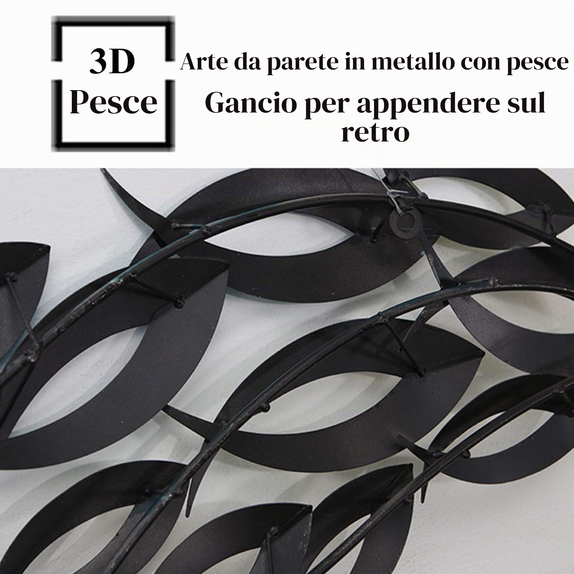 FMXYMC Decorazioni per la casa da Appendere a Parete in Metallo 3D, Decorazioni da Parete con Pesci oceanici, Scultura da Parete Artistica Fatta a Mano, 47 Pollici x 11,8 Pollici
