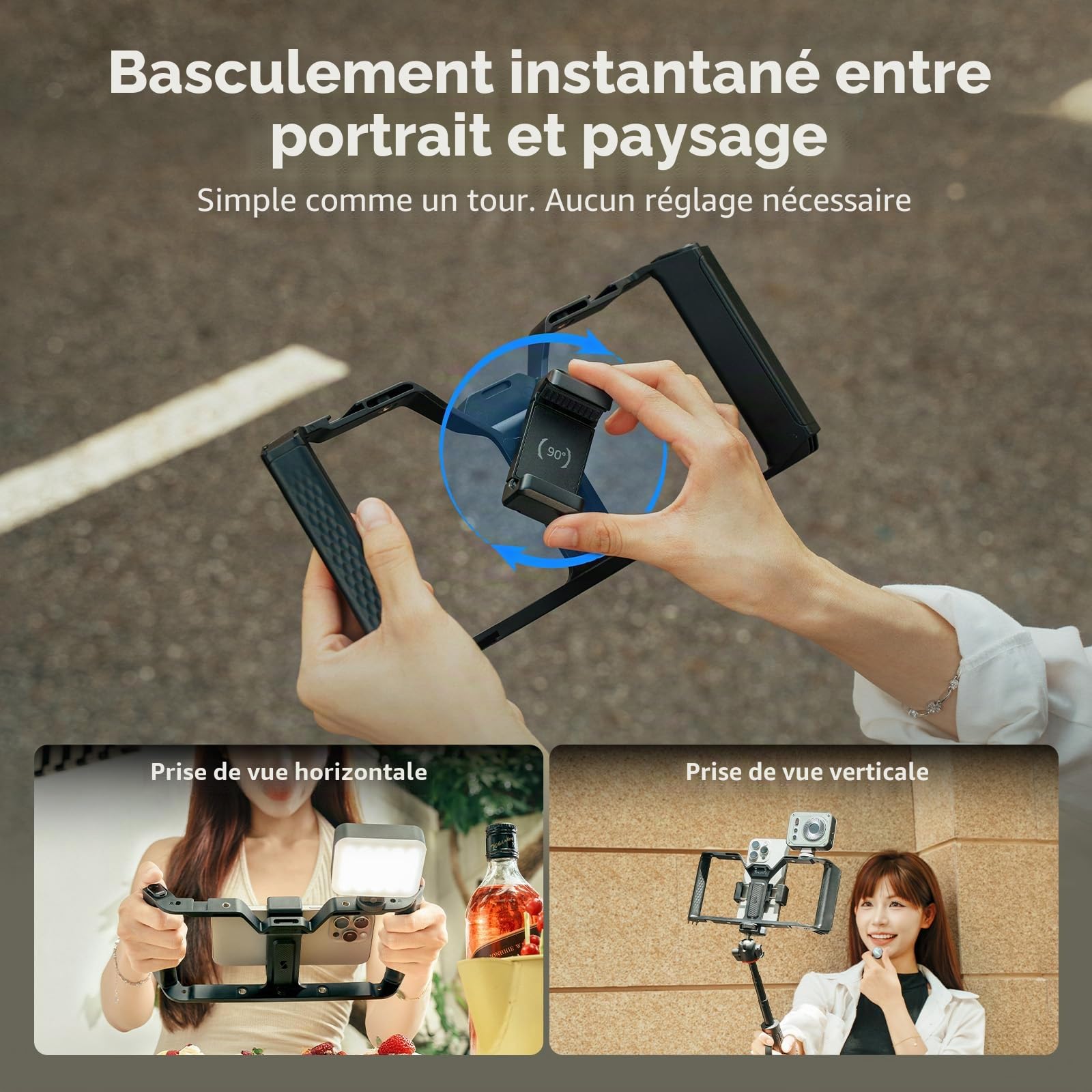 SMALLRIG Cage Universelle pour Téléphone IG-01 Integra Grip avec Manette sans Fil WR-06, Monture en V, Fixations pour Griffe, Trous Filetés 1/4"-20, Prise QD, Compatible iPhone et Android - 5356