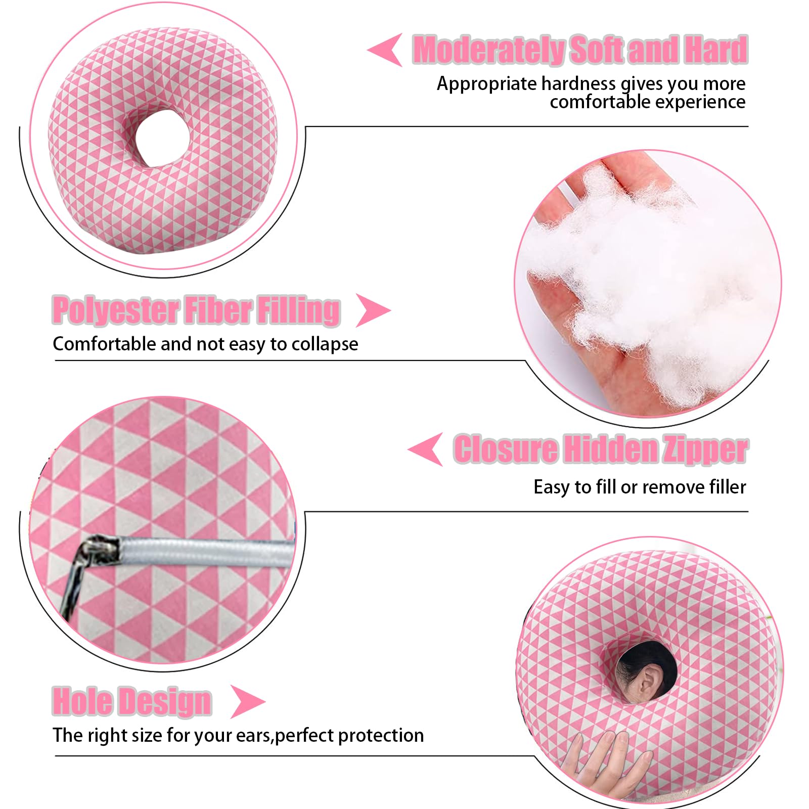 WIYETY Coussin De Piercing Avec Trou : Coussin Donut Pour L'oreille Contre Les Douleurs D'oreille, Anneau De Sommeil Pour Dormir Sur Le Côté, Coussin D 'oreille, Coussin De Piercing Pour Soulager La