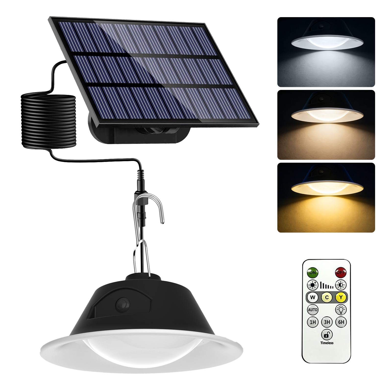 Artrastar Solar Hängelampe, Solarlampen für Außen Hängend，hängende Fernbedienung, dimmbare/Timer-Solarleuchte mit 3 Farbtemperaturen, IP65 wasserdichte für Garten, Terrasse, Balkon, Pavillon