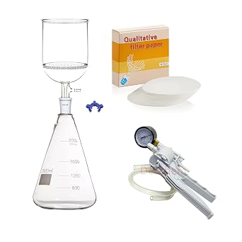 2000ml,Suction Filtration Unit,90mm Buchner Funnel,2 Litre Flask & Vacuum Pump Kit