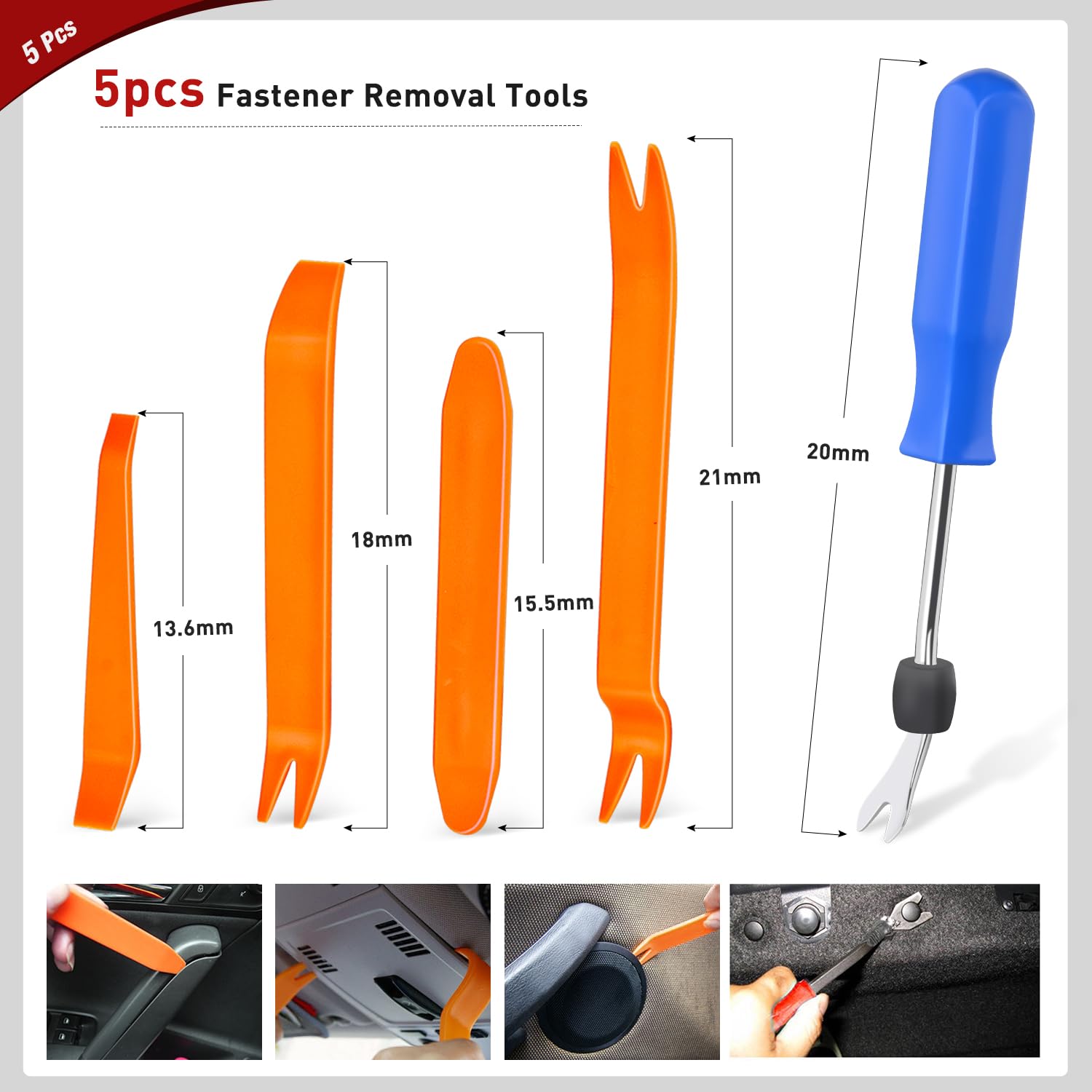 Nilight 1295-teiliges Auto-Halterungs-Clips, Auto-Befestigungs-Set, 37 Größen, Nylon, Stoßstangen-Nieten mit 5 Befestigungselementen, Entferner, 10 Kabelbinder für Toyota GM, Ford, Honda, Chevy, BMW,