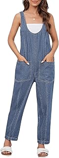 Pink Queen Denim Jumpsuits for Women 2025 Casual Loose Sleeveless Overalls High Waist Baggy Jeans Pants Jumpers with Pockets
