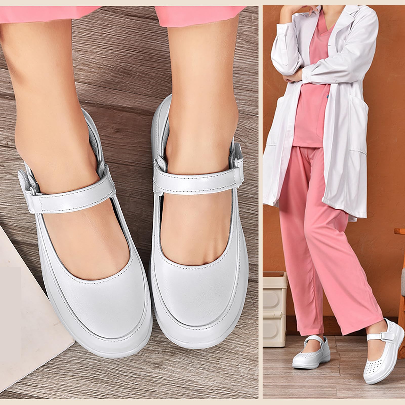 Zapatos de enfermería, Zapatos de Enfermera para Mujer, Ligeros, Transpirables, amortiguadores, Blancos, Zapatos de Trabajo Profesionales para Medicina/enfermería/Gastro