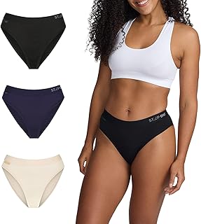 STEP ONE Bikini Brief Womens Underwear Multipack, 3 Pairs, Underwear for Sensitive Skin, Moisture-Wicking Womens Bikini Briefs. Fabric Made from Organic Bamboo