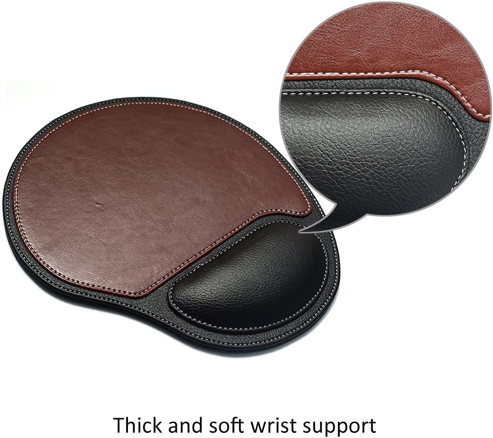 Ergonomic Leather Mouse Pad with Wrist Comfort Memory Foam Waterproof Surface