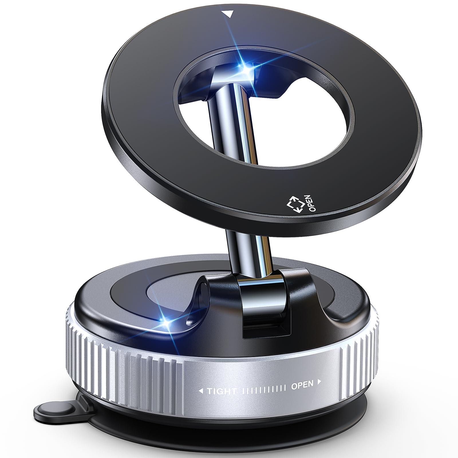 Jononser Magnetic Suction Cup Phone Mount for Magsafe, 360° Adjustable Magnetic Car Phone Holder, Pocket Size Foldable Car Mount, Phone Holders for Your Car for iPhone 17 16 15 14 13 12 Series,Silver