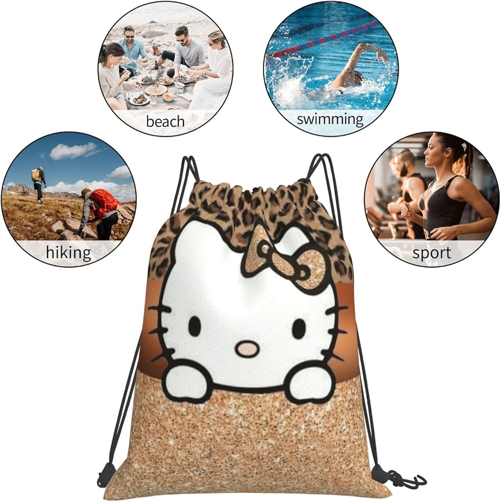 【新品タグ付】ハローキティ　ヒョウ柄　フェイスナップサック　リュック　ビッグ巾着 Amazon.co.jp: [ZOOKISS] ハローキティ 豹柄 ヒョウ柄 アニメ