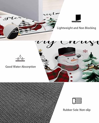Miniatura 3 de Tapete de baño de muñeco de nieve de Navidad para bañera, tapete antideslizante de secado rápido y absorbente, tierra de diatomeas, fregadero de