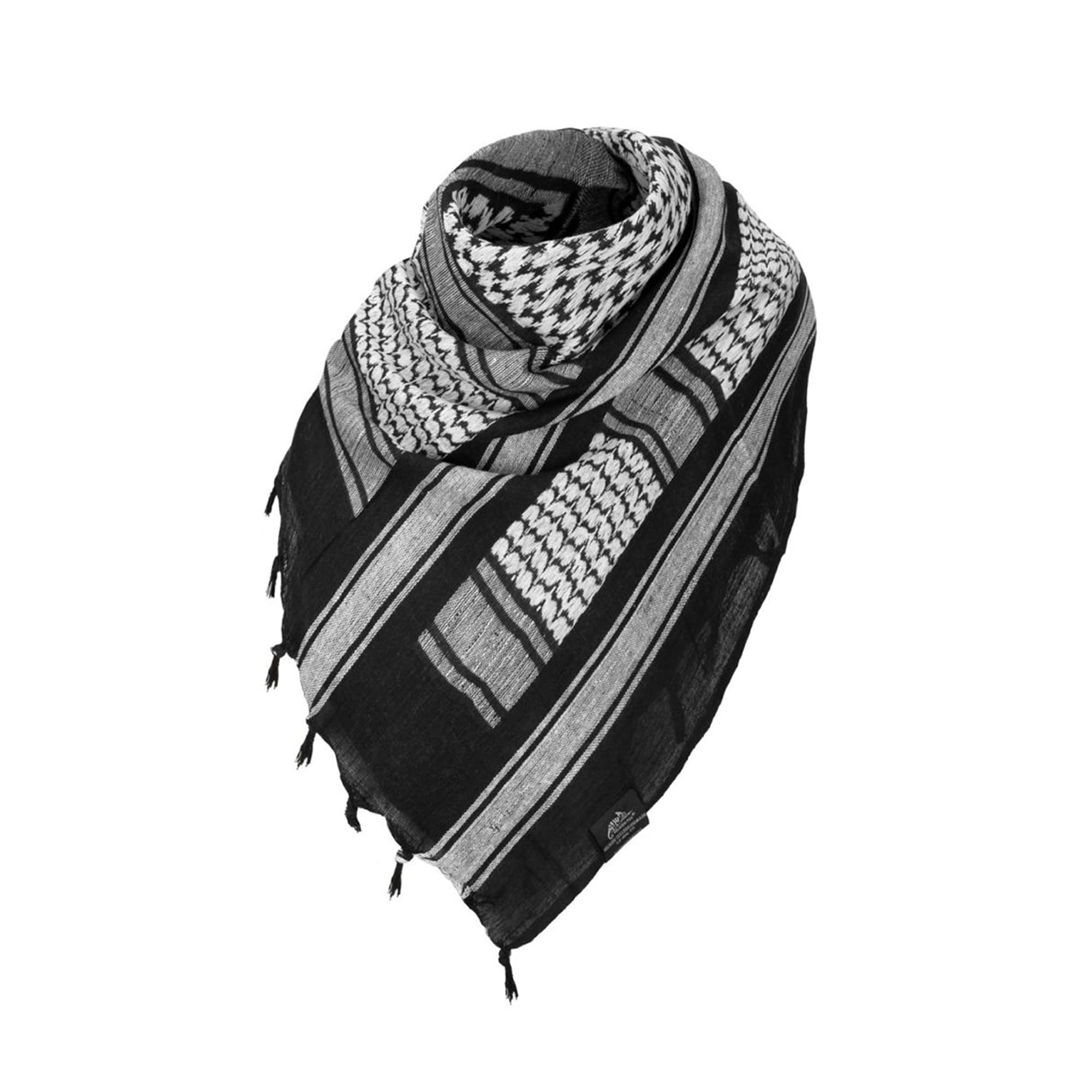 COLOURLINX Unisex Cotton Scarf Military Desert Shemagh Tactical Desert Keffiyeh Head Neck Scarf Wrap Arab Tassel (Black & White)